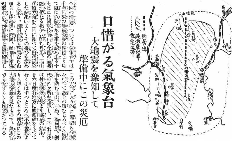 図3　中央気象台が大地震を予知したことを伝える昭和5年（1930年）11月27日の東京朝日新聞