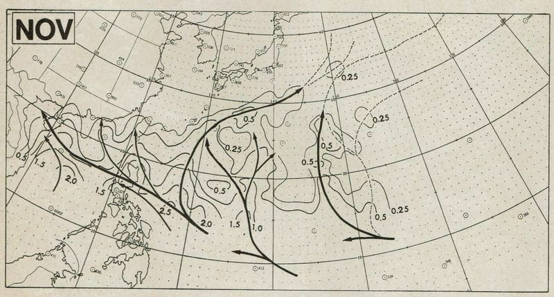 図1　11月の台風の平均経路