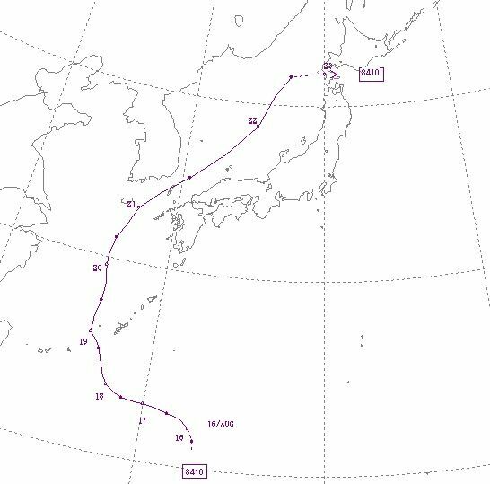 図3　昭和59年の台風10号の経路