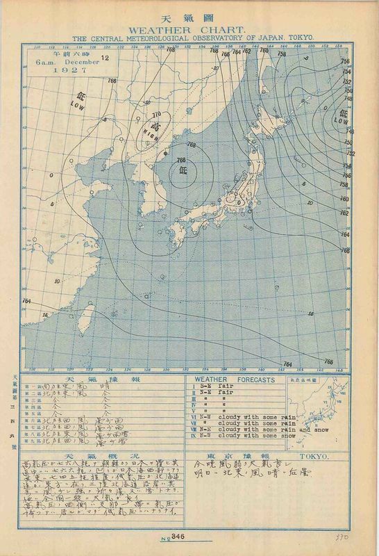 図2　地上天気図（大正15年（1926年）12月12日6時）