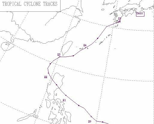 図3　昭和31年の台風3号の経路