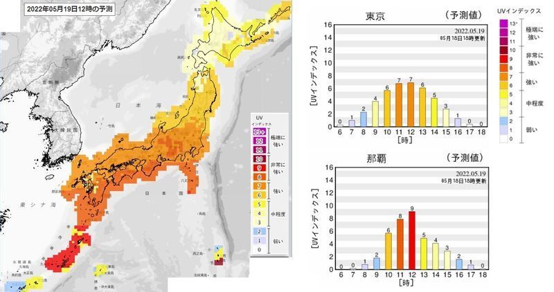 図6 紫外線予報(5月19日の予報)