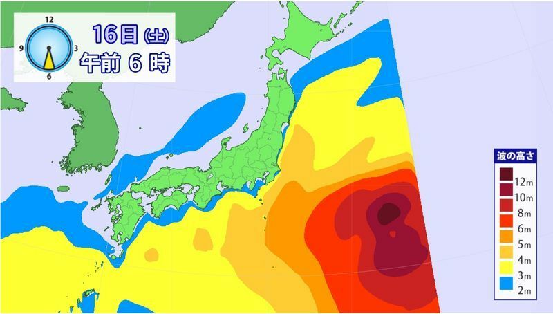 図2　台風1号に伴う波の予想（4月16日6時）