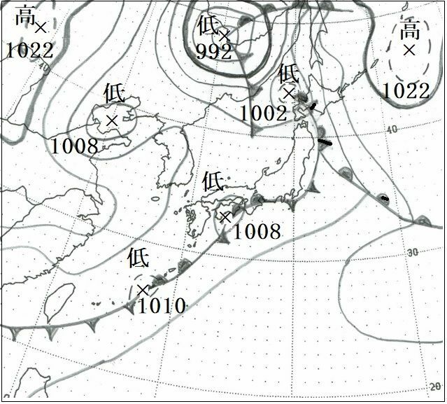 図1　地上天気図（昭和47年（1972年）5月15日9時）