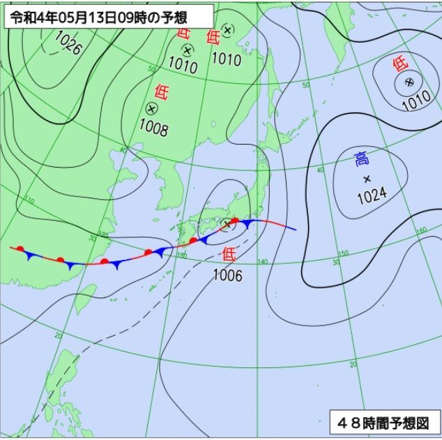 図4　予想天気図（5月13日9時の予報）