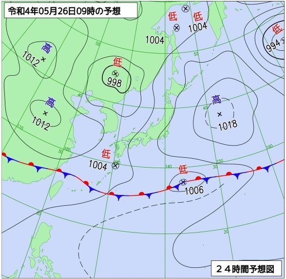 図1　予想天気図（5月26日9時の予想）