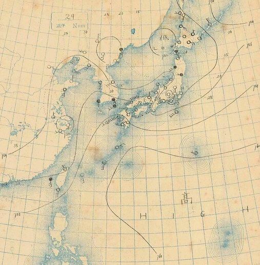 図2　地上天気図（大正6年（1917年）6月29日12時）