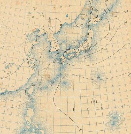 図2 地上天気図(大正6年(1917年)6月29日12時)