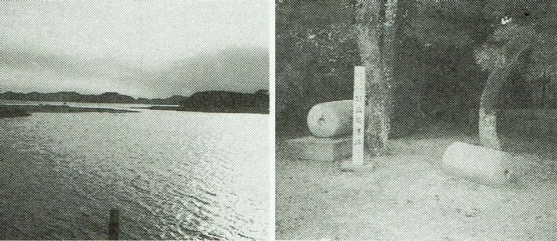 写真2　港口の風景 (左)と野蒜港跡の碑(右)  