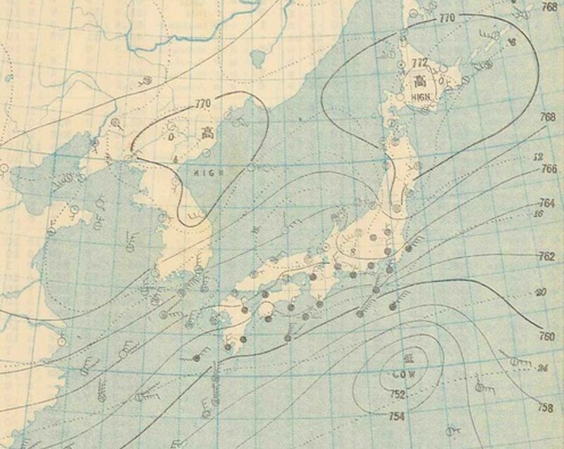 図2　印刷天気図（昭和9年（1934年）10月7日）