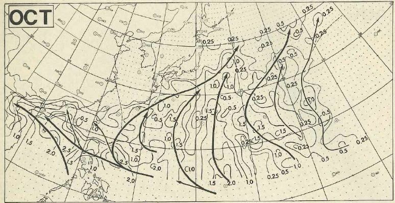 図4　10月の台風の平均経路