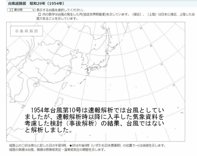 図3　気象庁ホームページにある昭和29年（1954年）の台風10号
