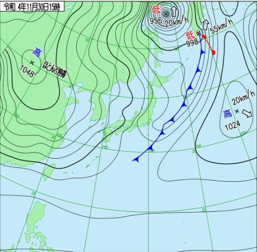 図1　地上天気図（11月30日15時）