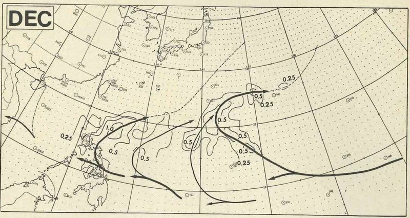 図3　12月の台風の平均経路