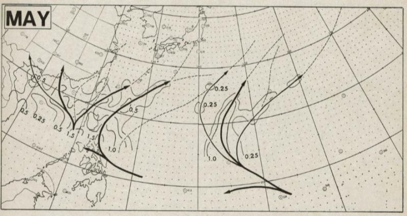 図4　5月の台風の平均経路