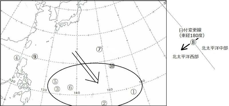 図5　令和5年（2023年）の台風発生海域（1号～10号）