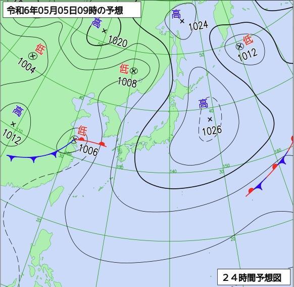 図2　予想天気図（5月5日9時の予想）