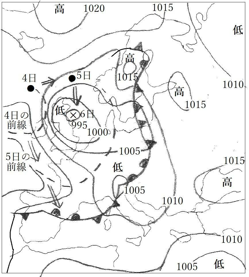 図3　昭和19年（1944年）6月6日イギリス時間12時30分の地上天気図（日本時間6月6日21時30分）