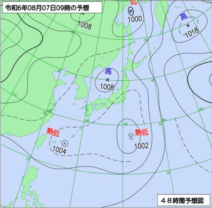 図5　予想天気図（8月7日9時の予想）