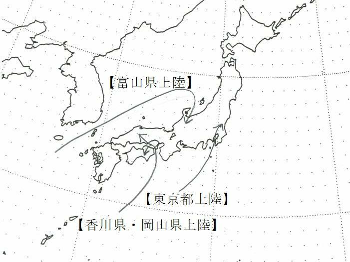 図3　台風上陸の可能性がほとんどない4都県