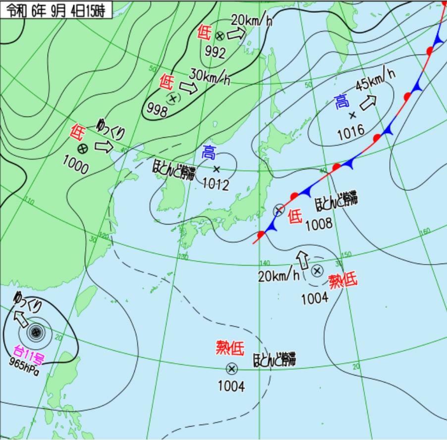 図1　地上天気図（9月4日15時）