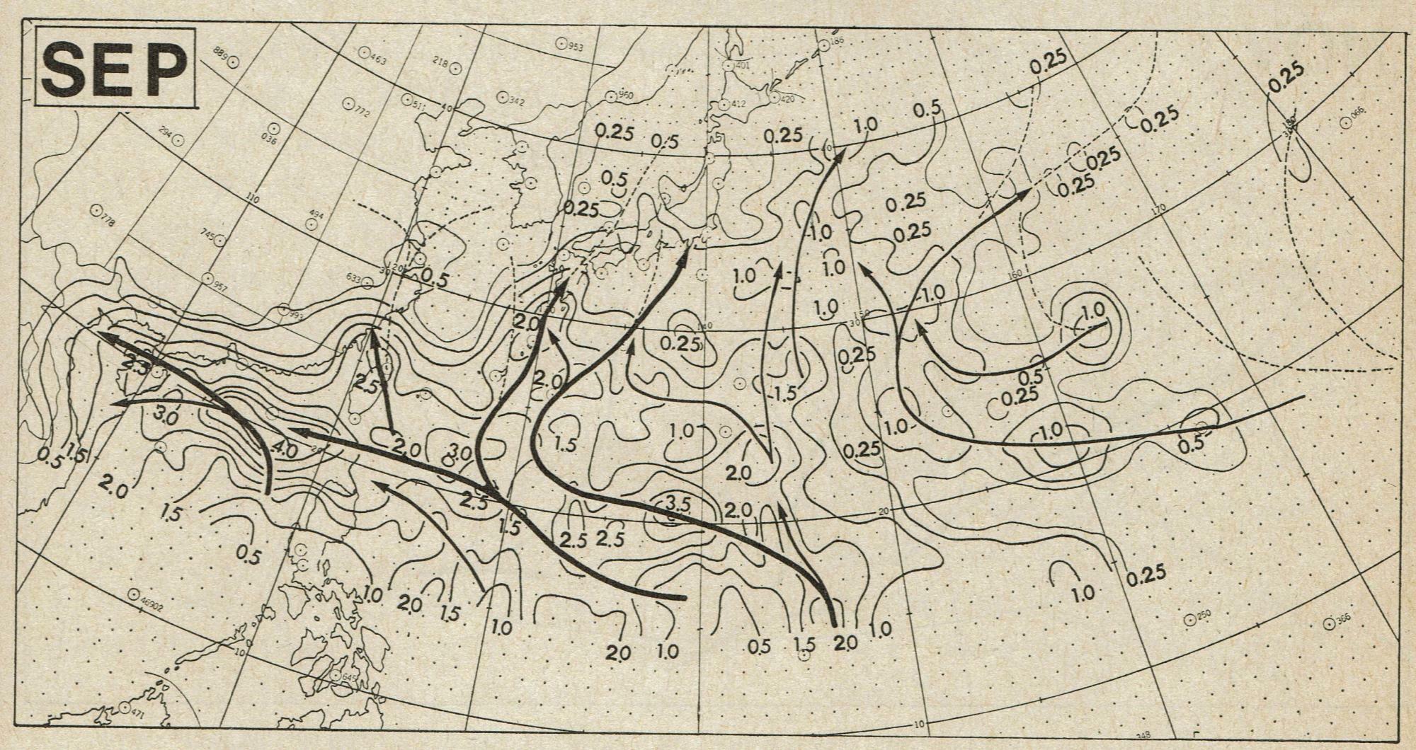 図7　9月の台風の平均経路