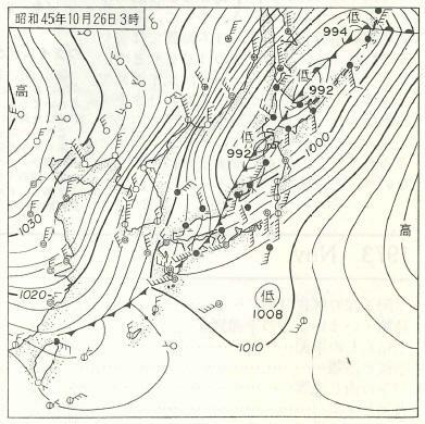 図5　地上天気図（昭和45年10月26日3時）