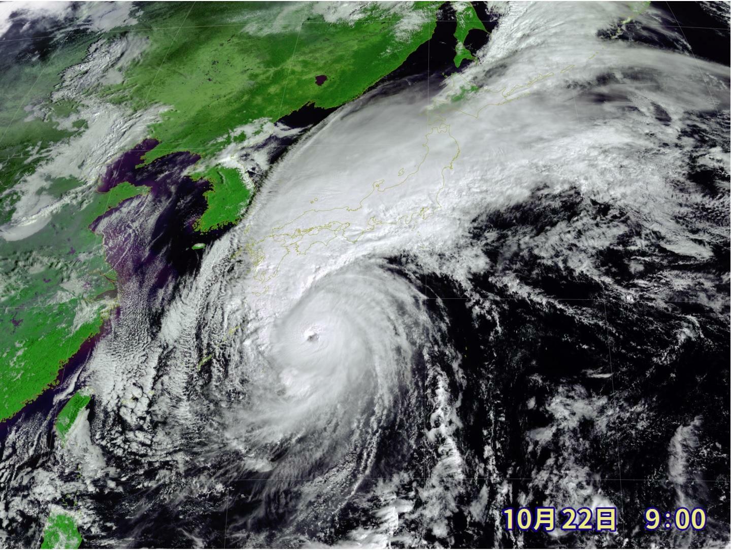 図6　総選挙の日の台風の目（平成29年（2017年）10月22日9時）