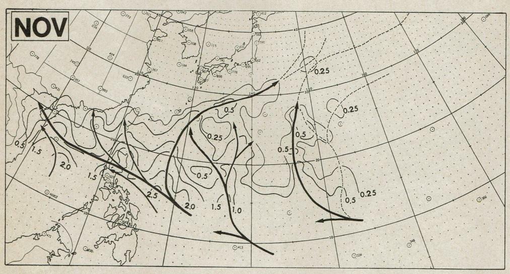 図6　台風の平均経路（11月）