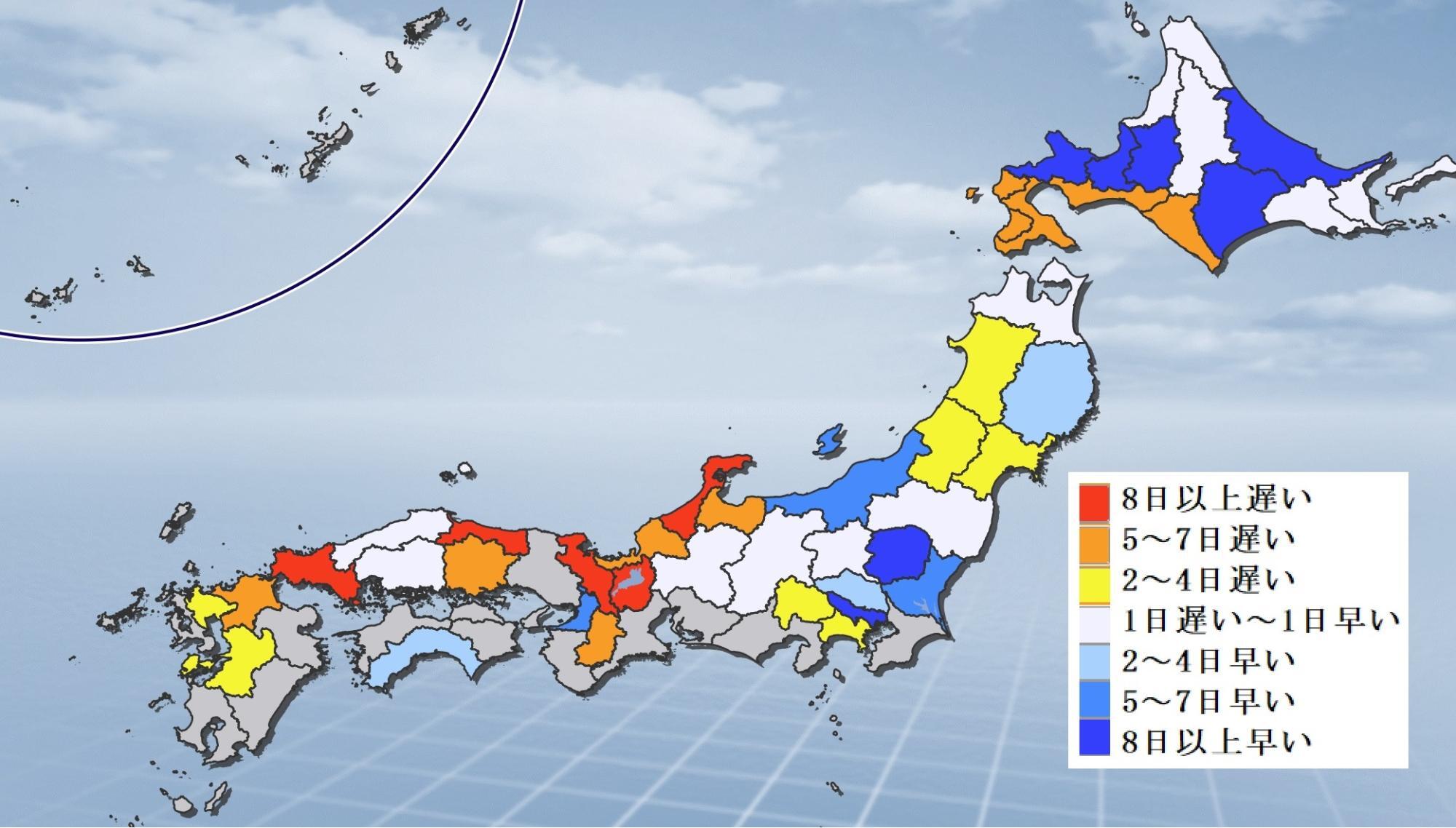 図3　令和6年（2024年）の初雪の平年比