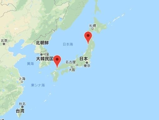 日本イージスアショア。Google地図を元に作成