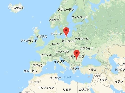 欧州イージスアショア。Google地図を元に作成