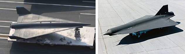 中国軍と米軍の公表写真よりWZ-8（左）とD-21（右）の比較