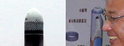 北朝鮮発表より北極星3の実物（左）、2017年公開図(右）