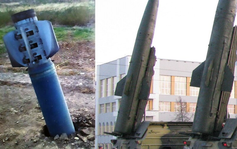 参考比較：左がアゼル国防省が一旦投稿して消した不発弾の写真、右は本物のトーチカU