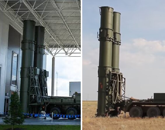 【比較写真】左：S-300V装輪型（9M82ミサイル）、右：S-500。ロシア軍より