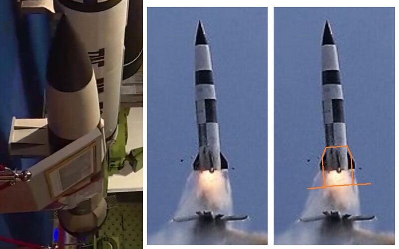 北朝鮮・兵器展示会の謎のSLBM（左）と労働新聞発表より新型SLBM（右）の比較