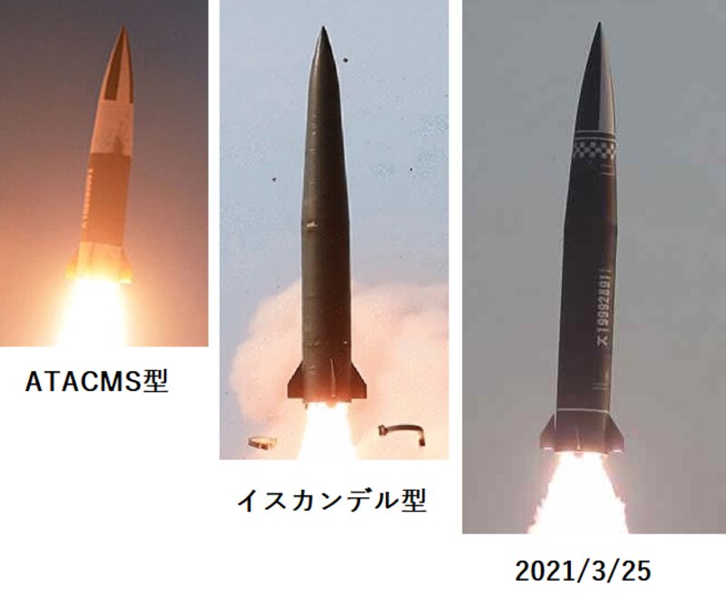 KCNAよりKN-24（ATACMS型）、KN-23（イスカンデル型）、拡大型。説明は筆者追記