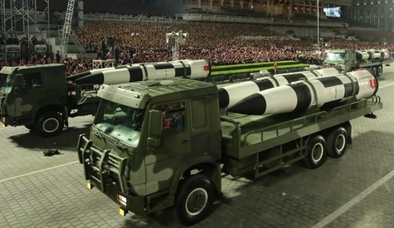 北朝鮮KCNAより2022年4月25日パレード。「新型SLBM（イスカンデルSLBM型）」