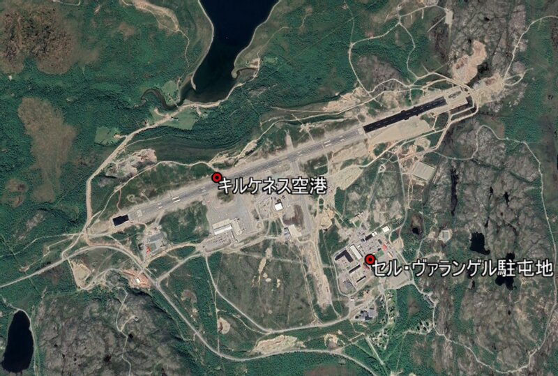 Google地図より筆者が作成、ノルウェー陸軍セル・ヴァランゲル駐屯地（GSV）