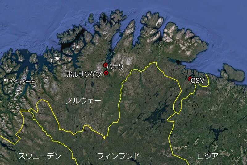Google地図より筆者が説明文を追記。ノルウェー北部のフィンマルク国土防衛