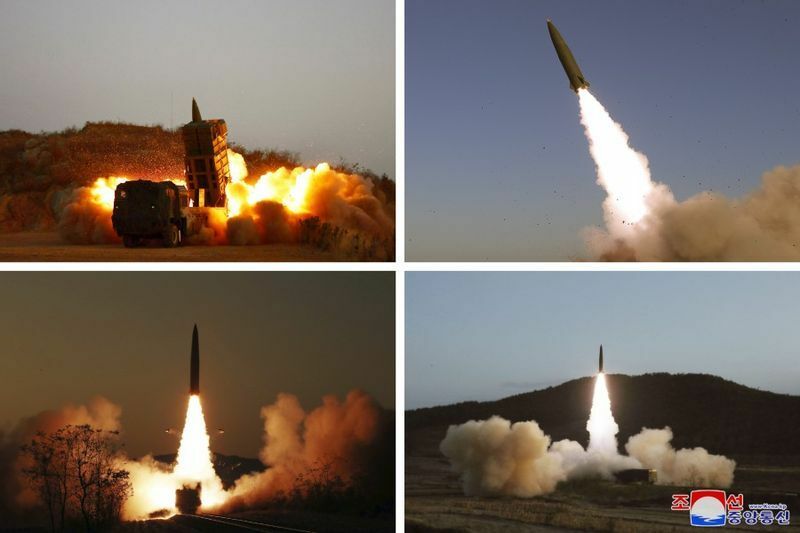 朝鮮中央通信（2022年11月7日）より戦術弾道ミサイルの発射写真