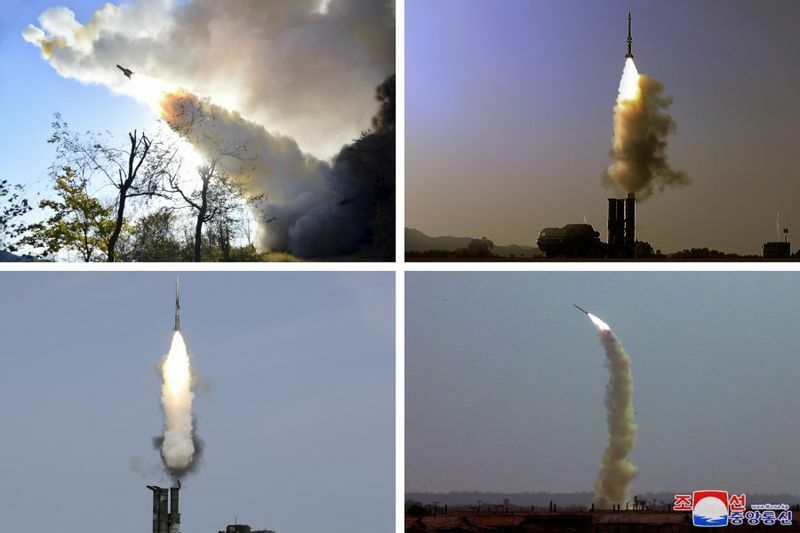 朝鮮中央通信（2022年11月7日）より地対空ミサイル発射の写真