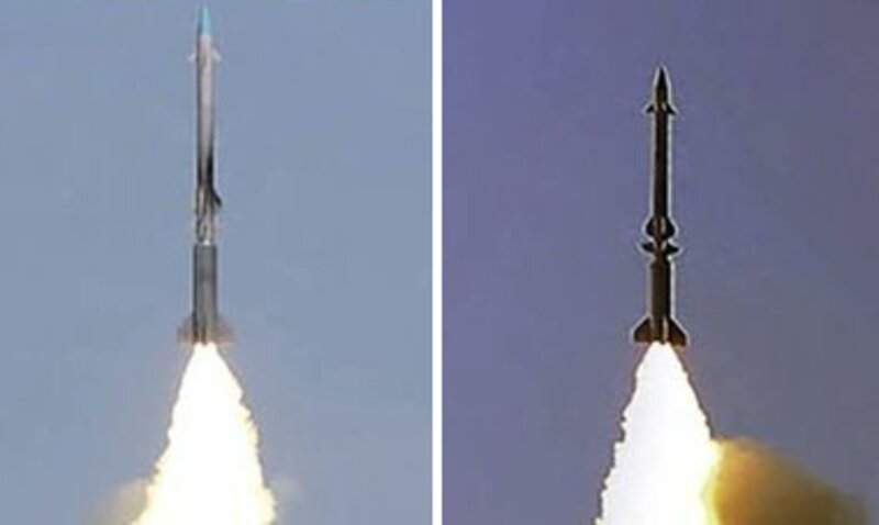 朝鮮中央通信（2022年11月7日）より新型2段式長射程地対空ミサイル発射の写真を拡大