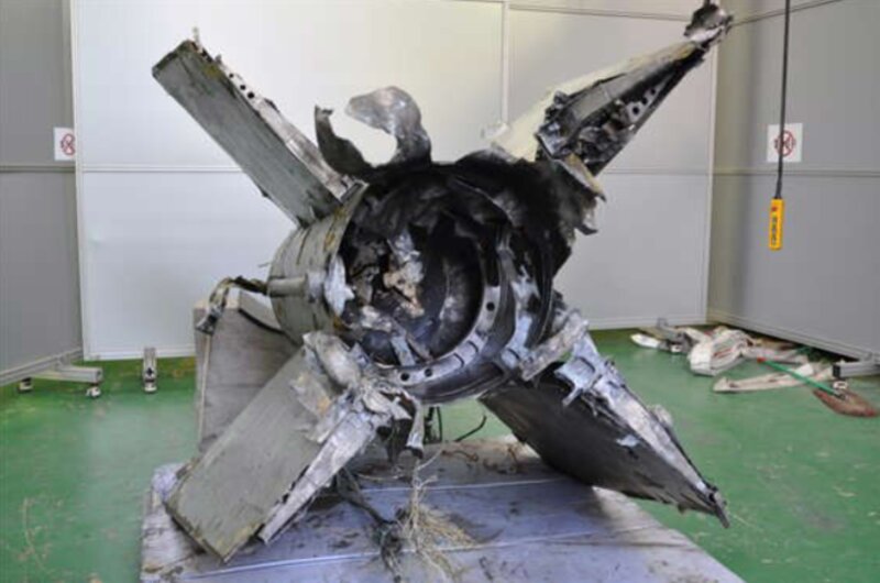韓国軍合同参謀本部より、回収された北朝鮮ミサイルの残骸