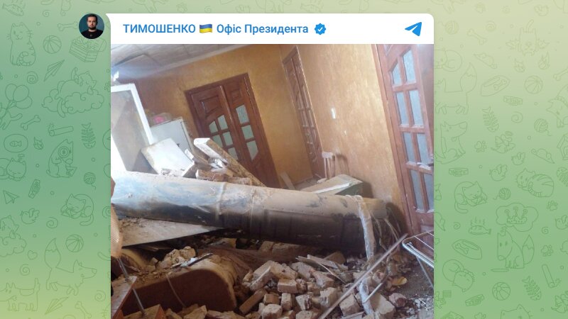 ウクライナのティモシェンコ大統領府副長官のテレグラム投稿よりロシア軍のミサイル
