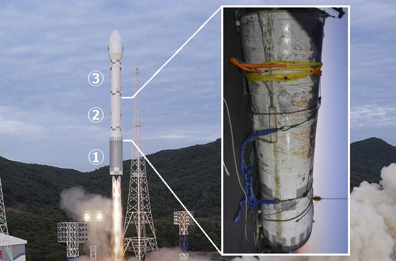 北朝鮮発表の千里馬-1型ロケットと、韓国発表のロケット残骸回収写真から、部品位置の特定