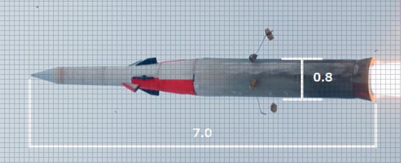 米ミサイル防衛局よりアロー2迎撃試験の写真を拡大して90度回転させた比較用写真