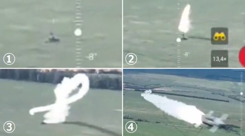 ウクライナ兵士のSNS投稿動画よりロシア軍のミサイルがドローンを掠めていく様子