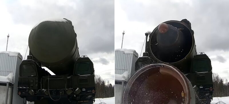 ロシア国防省より2022年2月19日公開のRS-24ヤルスの発射動画のキャプチャー